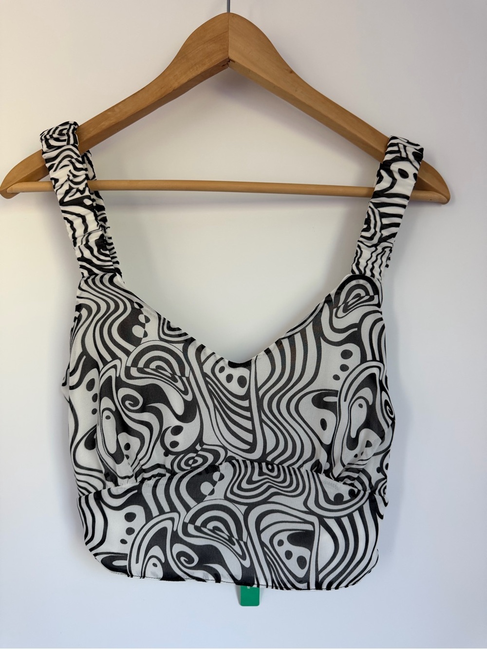 Black & White Swirl Bandeau Top - Women's Stretch Crop